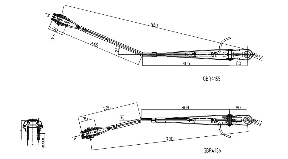 GBR4155（左）、GBR4156（右）R14-單扁桿刮臂